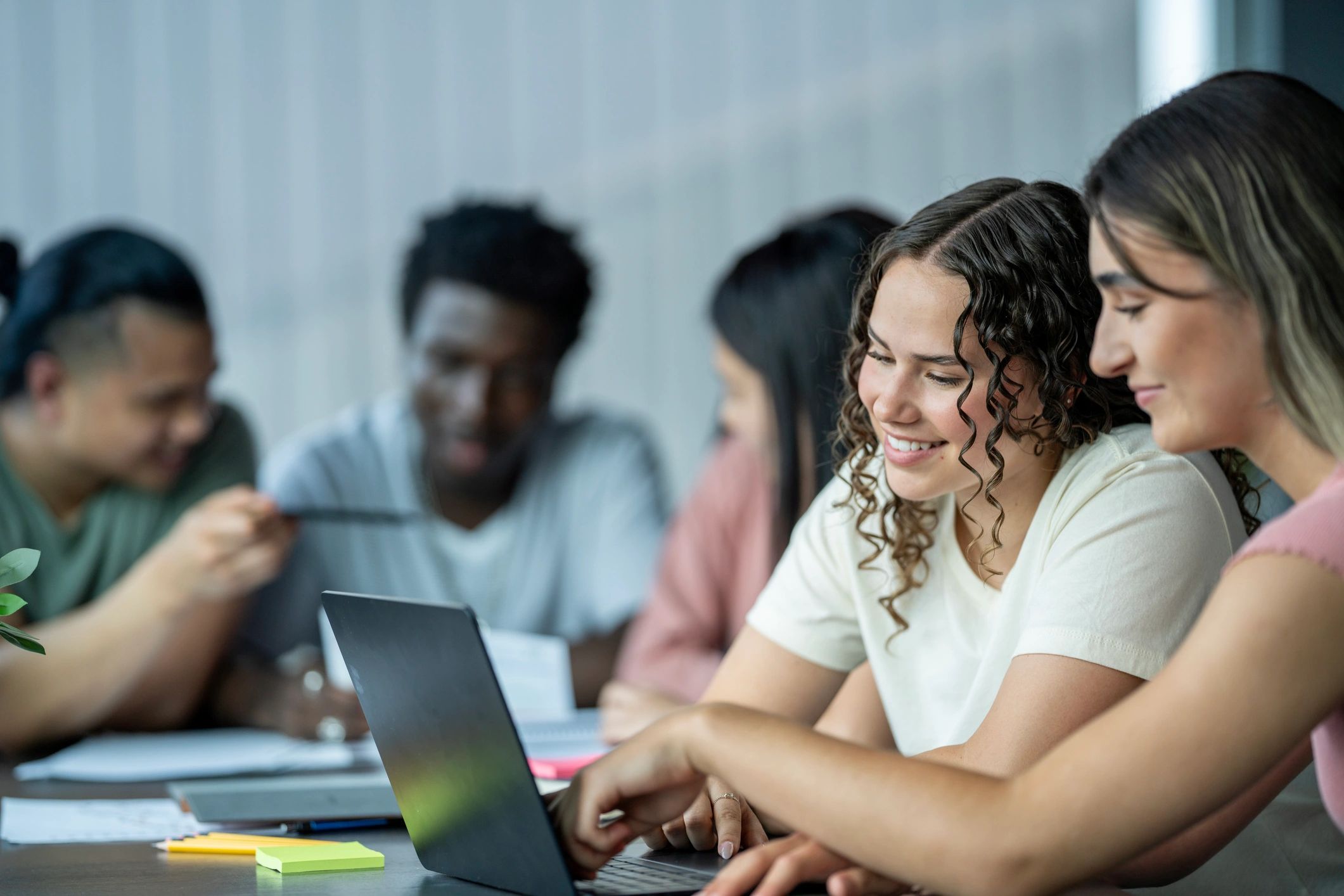 diverse motivated young people learning together education